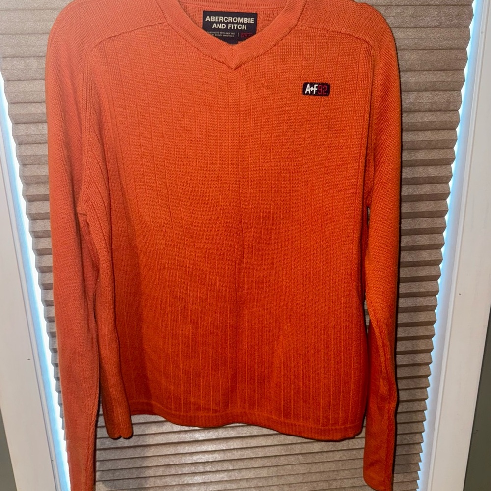 Abercrombie & Fitch Men's V-Neck Sweater in Orange